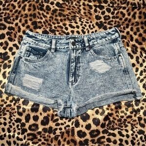 High-Waisted Kendall and Kylie Acid Wash Shorts